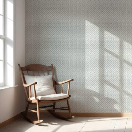 'Tayeb' Small-Scale Floral Lattice Wallpaper (Blue-Green/ White) - Image 5