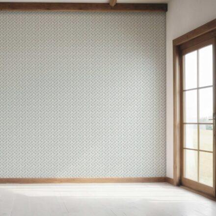 'Tayeb' Small-Scale Floral Lattice Wallpaper (Blue-Green/ White) - Image 7