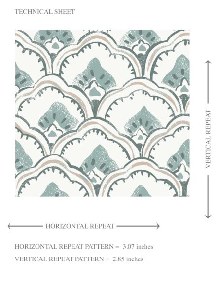 'Tayeb' Small-Scale Floral Lattice Wallpaper (Blue-Green/ White) - Image 8