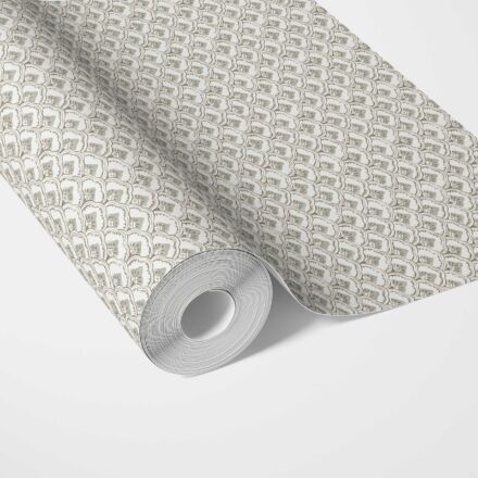 'Yansoon' Small-Scale Floral Lattice Wallpaper (Gray/ White)