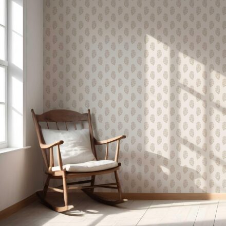 'Babrika' Neutral Botanical/ Floral Block Print Wallpaper (Beige/ Greige/ Cream) - Image 5