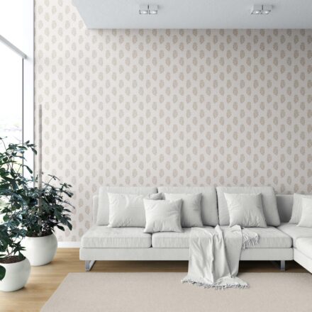 'Babrika' Neutral Botanical/ Floral Block Print Wallpaper (Beige/ Greige/ Cream) - Image 6