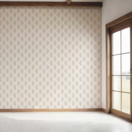 'Babrika' Neutral Botanical/ Floral Block Print Wallpaper (Beige/ Greige/ Cream) - Image 7