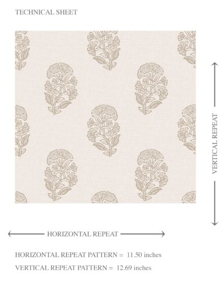 'Babrika' Neutral Botanical/ Floral Block Print Wallpaper (Beige/ Greige/ Cream) - Image 8