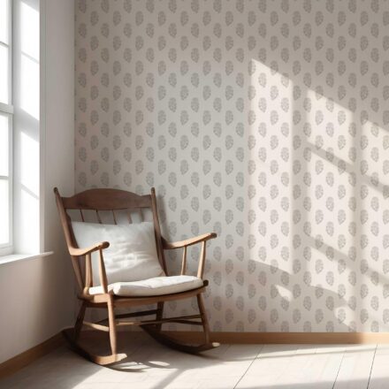 'Kahamun' Neutral Botanical/ Floral Block Print Wallpaper (Gray/ Soft Taupe/ Cream) - Image 5