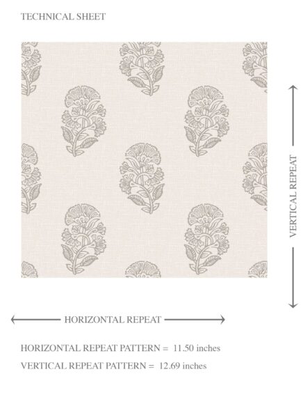 'Kahamun' Neutral Botanical/ Floral Block Print Wallpaper (Gray/ Soft Taupe/ Cream) - Image 8