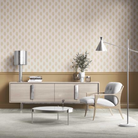 'Honey Haven' Botanical/ Floral Block Print Wallpaper (Yellow/ Cream) - Image 2