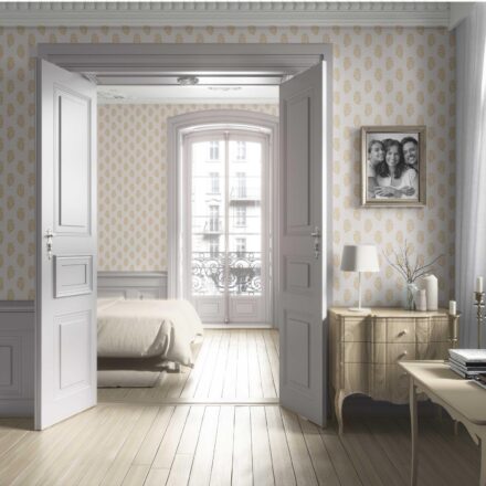 'Honey Haven' Botanical/ Floral Block Print Wallpaper (Yellow/ Cream) - Image 4