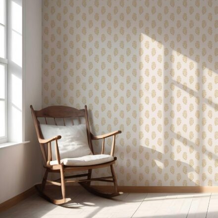 'Honey Haven' Botanical/ Floral Block Print Wallpaper (Yellow/ Cream) - Image 5