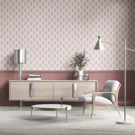 'Earina' Botanical/ Floral Block Print Wallpaper (Pink/ Cream) - Image 2