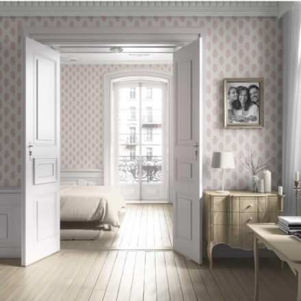 'Earina' Botanical/ Floral Block Print Wallpaper (Pink/ Cream) - Image 4