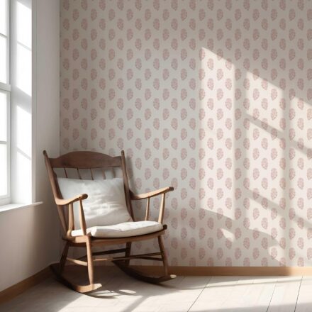 'Earina' Botanical/ Floral Block Print Wallpaper (Pink/ Cream) - Image 5