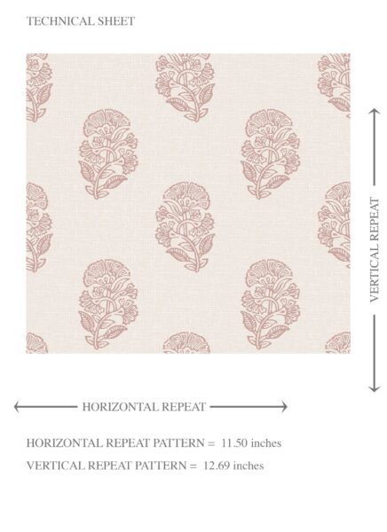 'Earina' Botanical/ Floral Block Print Wallpaper (Pink/ Cream) - Image 8