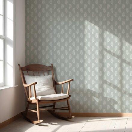 'Fitzgerald' Neutral Botanical/ Floral Block Print Wallpaper (Green-Gray) - Image 5