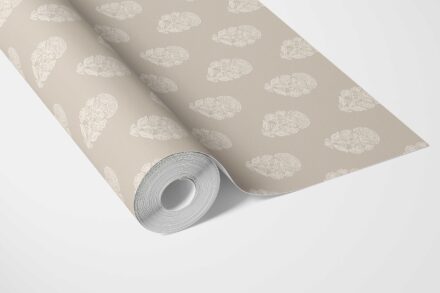'Ouro' Neutral Botanical/ Floral Block Print Wallpaper (Beige/ White) - Image 3