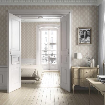 'Ouro' Neutral Botanical/ Floral Block Print Wallpaper (Beige/ White) - Image 4