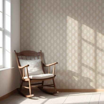 'Ouro' Neutral Botanical/ Floral Block Print Wallpaper (Beige/ White) - Image 5