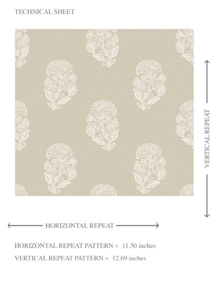 'Ouro' Neutral Botanical/ Floral Block Print Wallpaper (Beige/ White) - Image 8