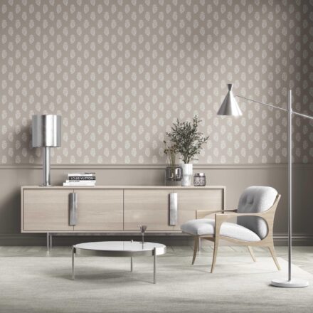 'Anselme' Neutral Botanical/ Floral Block Print Wallpaper (Gray/ White) - Image 2