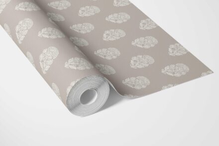 'Anselme' Neutral Botanical/ Floral Block Print Wallpaper (Gray/ White) - Image 3