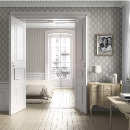 'Anselme' Neutral Botanical/ Floral Block Print Wallpaper (Gray/ White) - Image 4