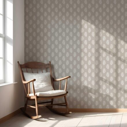 'Anselme' Neutral Botanical/ Floral Block Print Wallpaper (Gray/ White) - Image 5