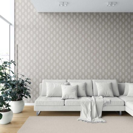 'Anselme' Neutral Botanical/ Floral Block Print Wallpaper (Gray/ White) - Image 6