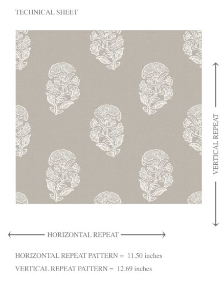 'Anselme' Neutral Botanical/ Floral Block Print Wallpaper (Gray/ White) - Image 8