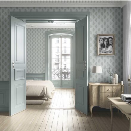 'Kurkum' Botanical/ Floral Block Print Wallpaper (Sage Gray-Blue) - Image 4