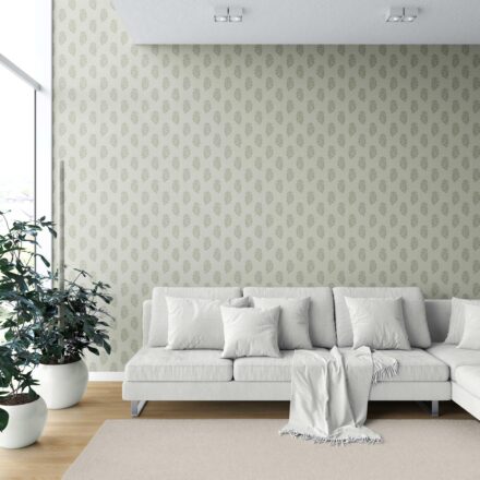'Broadcloth' Neutral Botanical/ Floral Block Print Wallpaper (Olive Gray) - Image 6