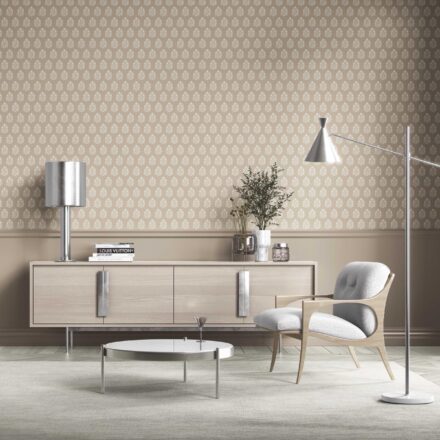 'Abella' Neutral Botanical/ Floral Block Print Wallpaper (Beige/ Taupe/ Tan) - Image 2