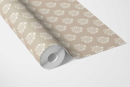 'Abella' Neutral Botanical/ Floral Block Print Wallpaper (Beige/ Taupe/ Tan) - Image 3