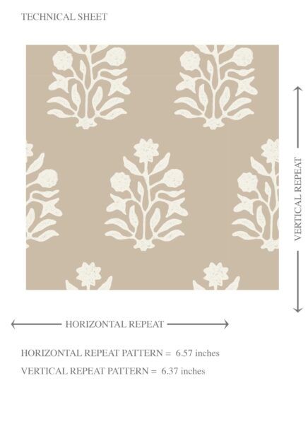 'Abella' Neutral Botanical/ Floral Block Print Wallpaper (Beige/ Taupe/ Tan) - Image 8