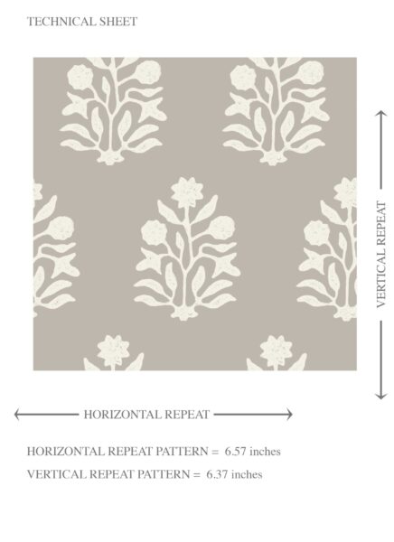 'Alistair' Neutral Botanical/ Floral Block Print Wallpaper (Gray/ Greige/ Cream) - Image 8