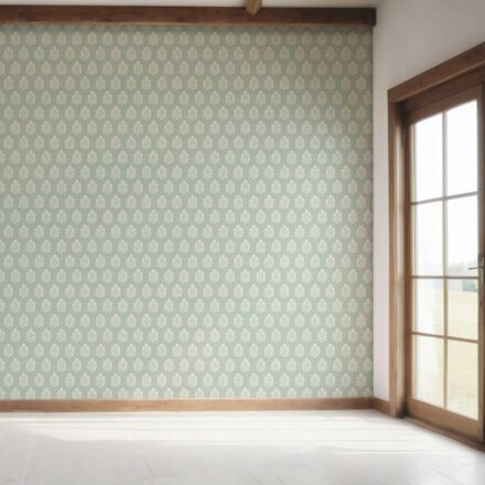 'Gambari' Vintage-Inspired Botanical Floral Block Print Wallpaper (Duck Egg Blue/ Cream) - Image 7