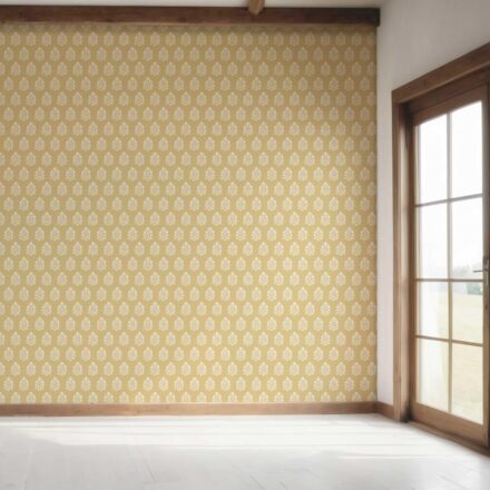 'Aristos' Vintage-Inspired Botanical Floral Block Print Wallpaper (Yellow/ Cream) - Image 7