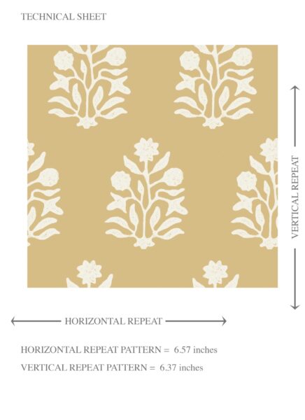'Aristos' Vintage-Inspired Botanical Floral Block Print Wallpaper (Yellow/ Cream) - Image 8