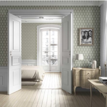 'Basket Straw' Vintage-Inspired Botanical Floral Block Print Wallpaper (Khaki Green/ Cream) - Image 4