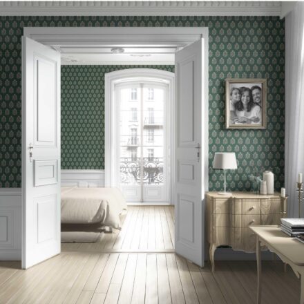 'Zaatar' Vintage-Inspired Botanical Floral Block Print Wallpaper (Green/ Beige) - Image 4