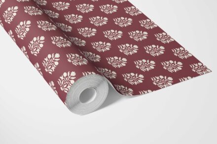 'Convent Lace' Vintage-Inspired Botanical Floral Block Print Wallpaper (Red/ White) - Image 3