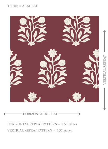 'Convent Lace' Vintage-Inspired Botanical Floral Block Print Wallpaper (Red/ White) - Image 8
