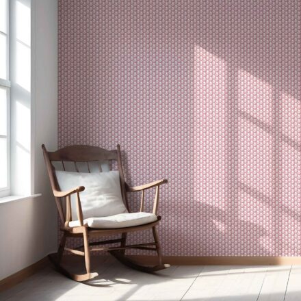 'Hara' Small Floral Block Print Wallpaper (Pink/ White) - Image 5