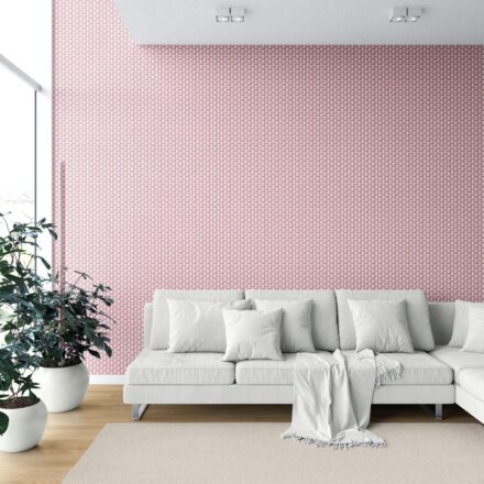 'Hara' Small Floral Block Print Wallpaper (Pink/ White) - Image 6