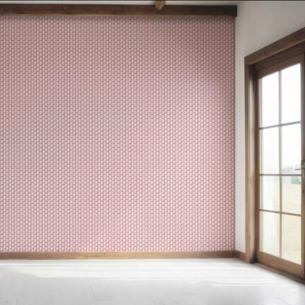 'Hara' Small Floral Block Print Wallpaper (Pink/ White) - Image 7