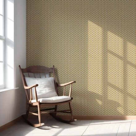 'Baden' Small Floral Block Print Wallpaper (Yellow/ White) - Image 5