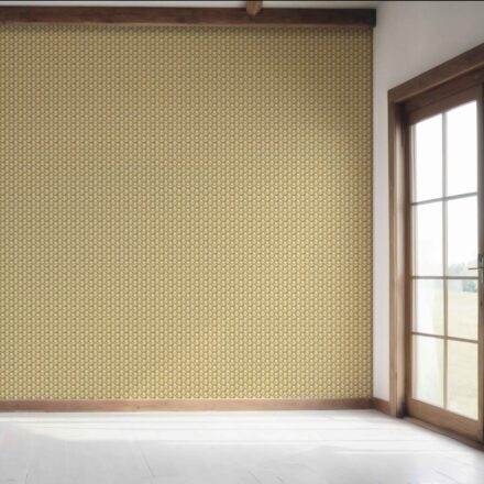 'Baden' Small Floral Block Print Wallpaper (Yellow/ White) - Image 7