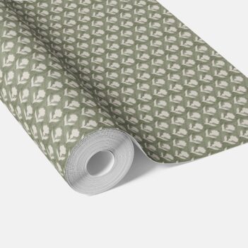 'Sion' Small Floral Block Print Wallpaper (Green/ White)