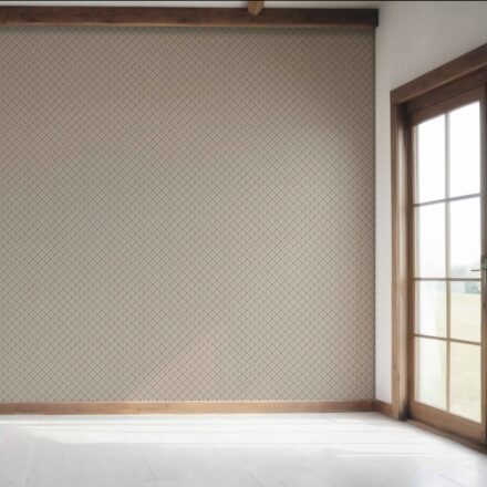 'Milan' Small Floral Geometric Lattice Wallpaper (Beige/ Brown/ Taupe) - Image 7