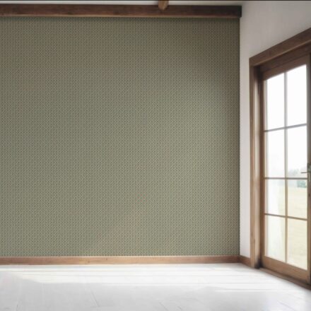 'Vevey' Small Floral Geometric Lattice Wallpaper (Olive Green/ Brown) - Image 7