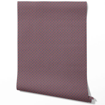 'Bicester' Small Floral Geometric Lattice Wallpaper (Navy Blue/ Red)
